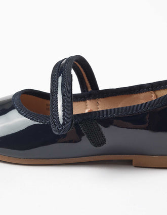Babies vernies avec fermeture à scratch pour fille, bleu marine