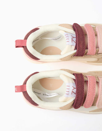 Baskets bi-matière ZY Move pour fille, rose/bordeaux/beige