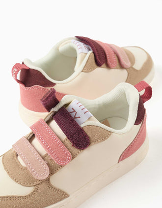 Baskets bi-matière ZY Move pour fille, rose/bordeaux/beige