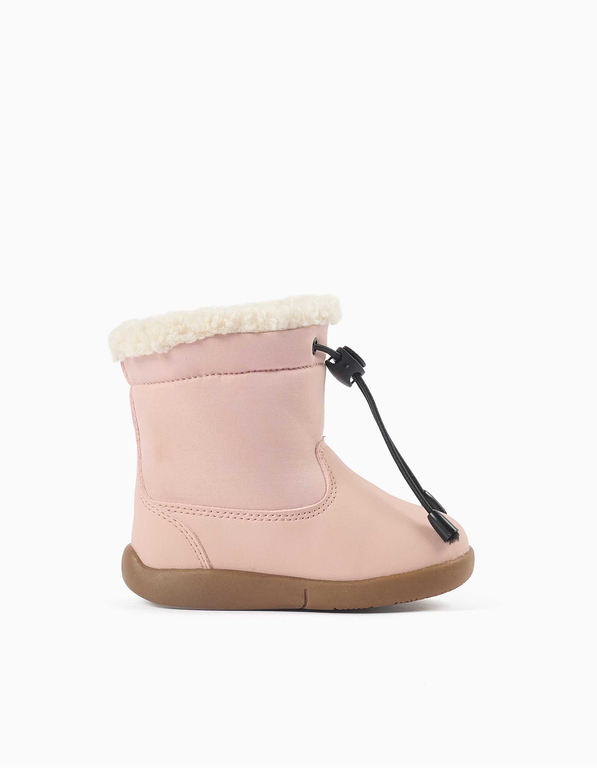 Barefoot boots with sherpa lining for baby girls, light pink