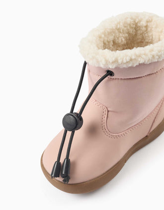 Barefoot boots with sherpa lining for baby girls, light pink