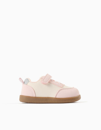 Baskets Barefoot avec semelle antidérapante pour bébé fille, rose/blanc