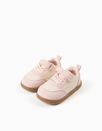 Baskets Barefoot avec semelle antidérapante pour bébé fille, rose/blanc