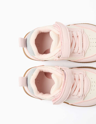 Baskets Barefoot avec semelle antidérapante pour bébé fille, rose/blanc