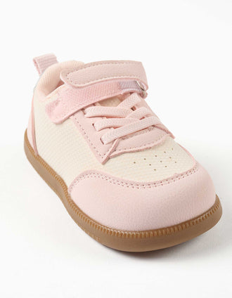 Baskets Barefoot avec semelle antidérapante pour bébé fille, rose/blanc