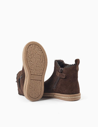 Suede Chelsea boots with padded insole for baby girls, brown