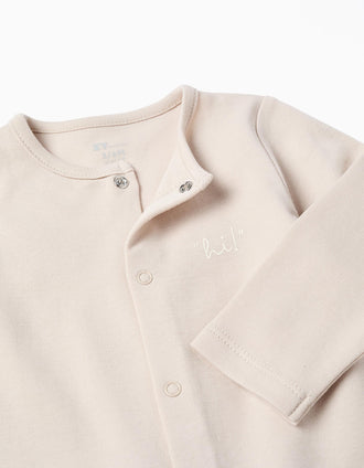 Conjunto de 4 piezas de algodón para recién nacidos, blanco/beige