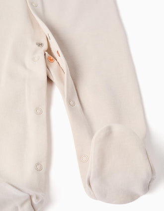 Conjunto de 4 piezas de algodón para recién nacidos, blanco/beige