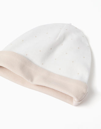 Conjunto de 4 piezas de algodón para recién nacidos, blanco/beige