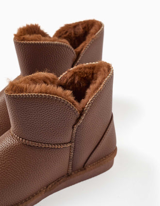 Botines con forro de peluche para niña, marrón