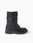 Botas biker com cordões e forro suave para menina, preto