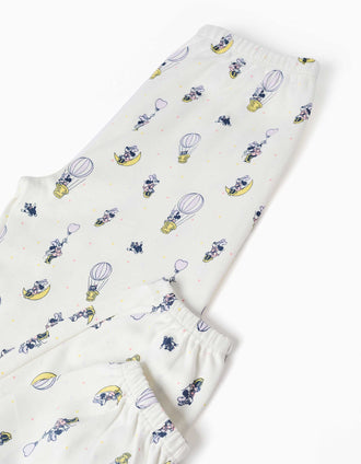 Pijama comprido de algodão com motivo Minnie para menina, branco/rosa