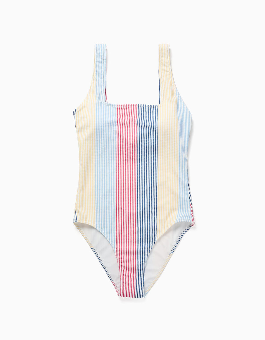 Striped swimsuit with lining You&Me for women, red/blue/yellow