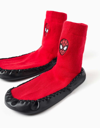 Chaussettes-chaussons antidérapantes Spider-Man pour bébé et garçon, rouge