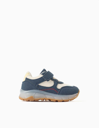 Zapatillas deportivas con luces para bebé niño, azul/beige/amarillo
