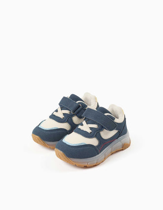 Zapatillas deportivas con luces para bebé niño, azul/beige/amarillo