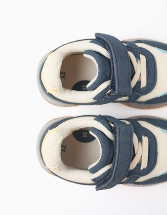 Zapatillas deportivas con luces para bebé niño, azul/beige/amarillo