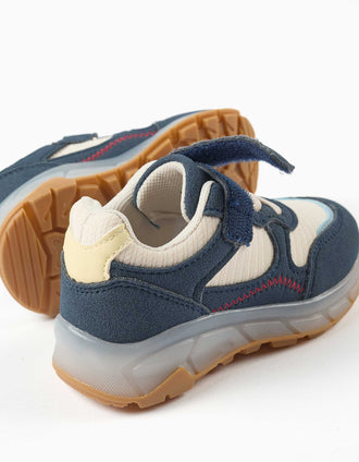 Zapatillas deportivas con luces para bebé niño, azul/beige/amarillo
