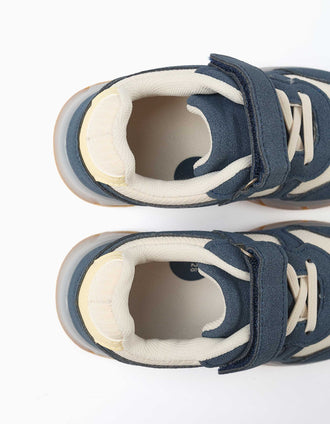 Light-up trainers with non-slip sole for boys, blue/beige/yellow