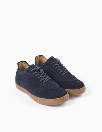 Baskets en suède à lacets pour garçon, bleu marine