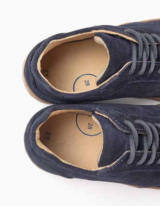 Baskets en suède à lacets pour garçon, bleu marine