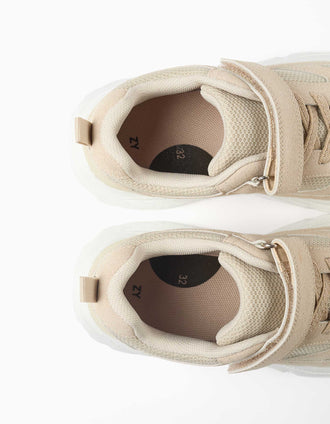 Baskets en maille à semelle épaisse antidérapante pour enfant, beige