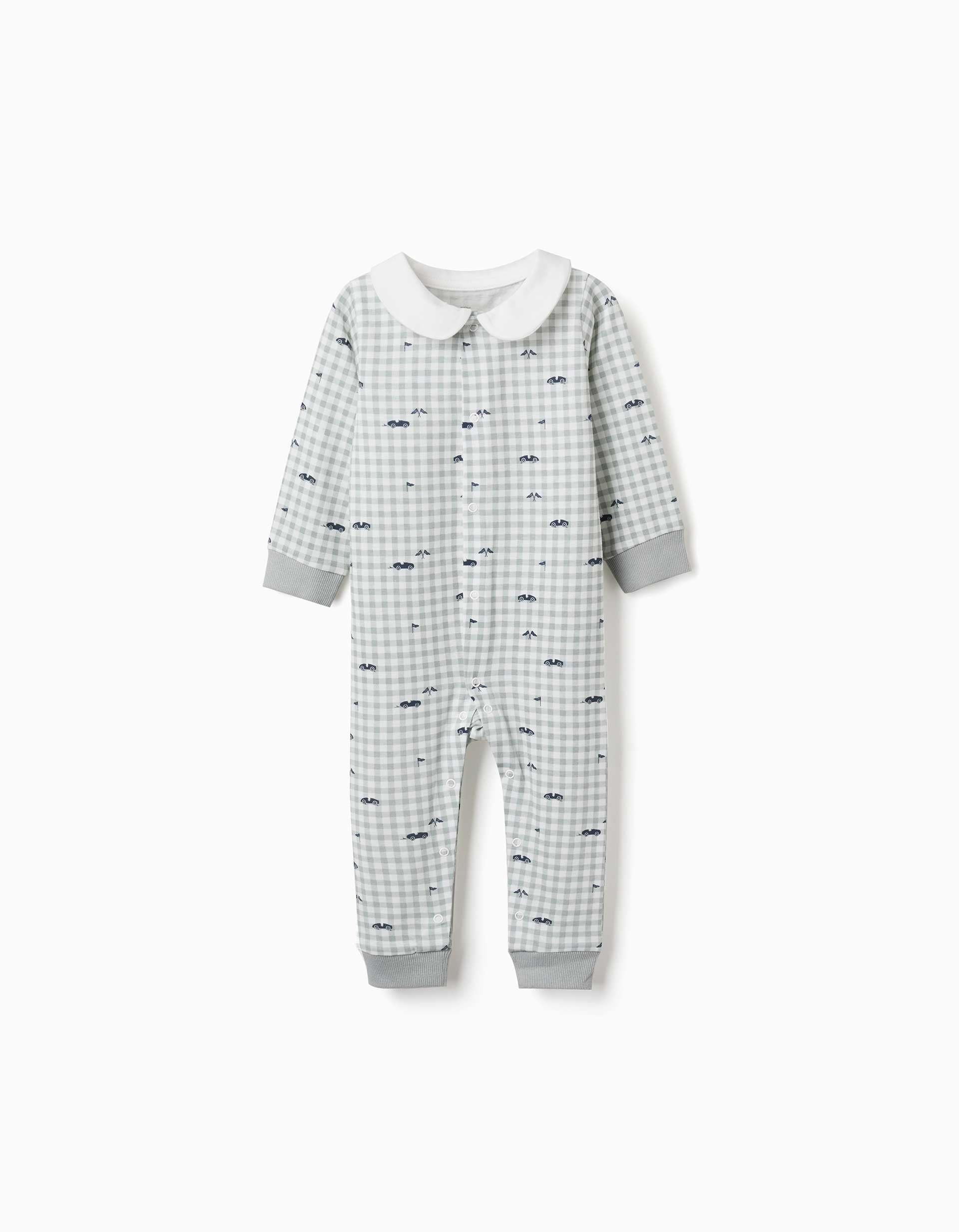 Babygrow de algodão com padrão Vichy para recém-nascido e bebé, verde