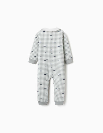Babygrow de algodão com padrão Vichy para recém-nascido e bebé, verde