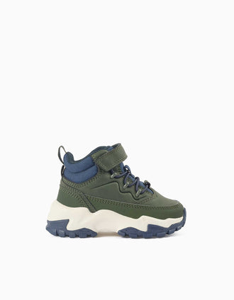 Botas de montanha com sola robusta para bebé menino, verde/azul/branco