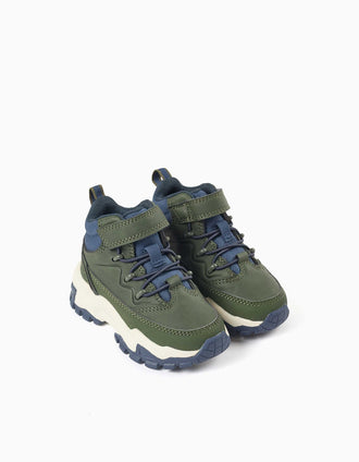 Botas de montanha com sola robusta para bebé menino, verde/azul/branco