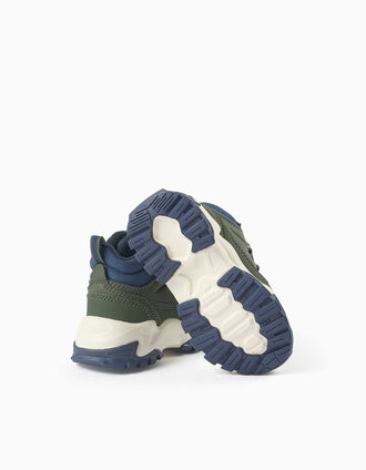 Botas de montanha com sola robusta para bebé menino, verde/azul/branco