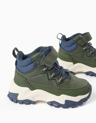 Botas de montanha com sola robusta para bebé menino, verde/azul/branco