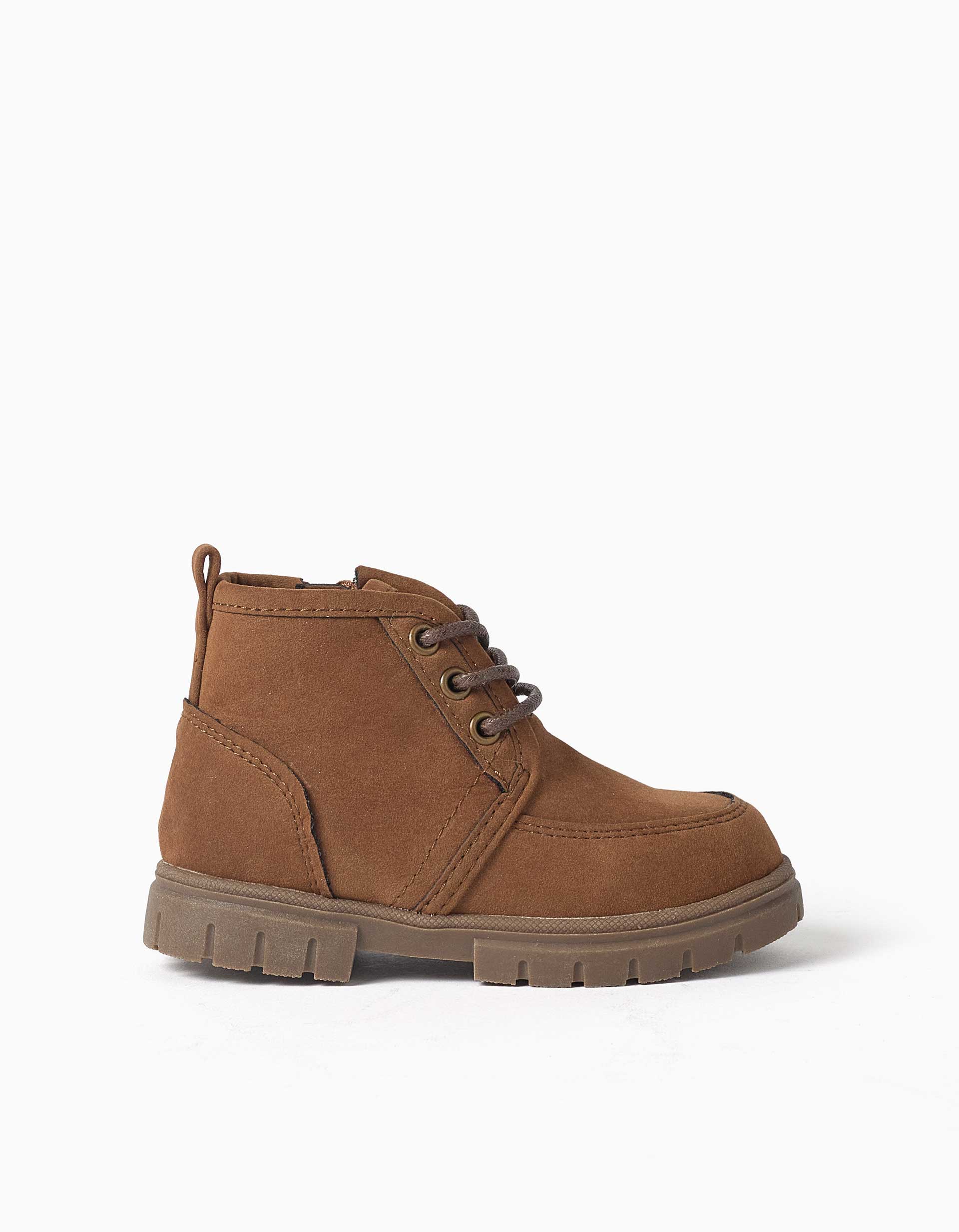 Bottes en suédine avec lacets pour bébé garçon, marron