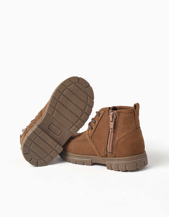 Bottes en suédine avec lacets pour bébé garçon, marron