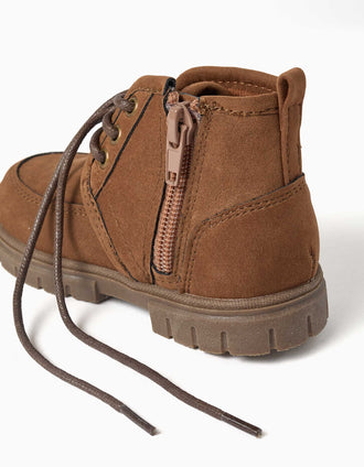 Bottes en suédine avec lacets pour bébé garçon, marron