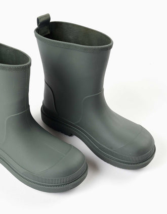 Bottes en caoutchouc à semelle antidérapante pour enfant, vert foncé