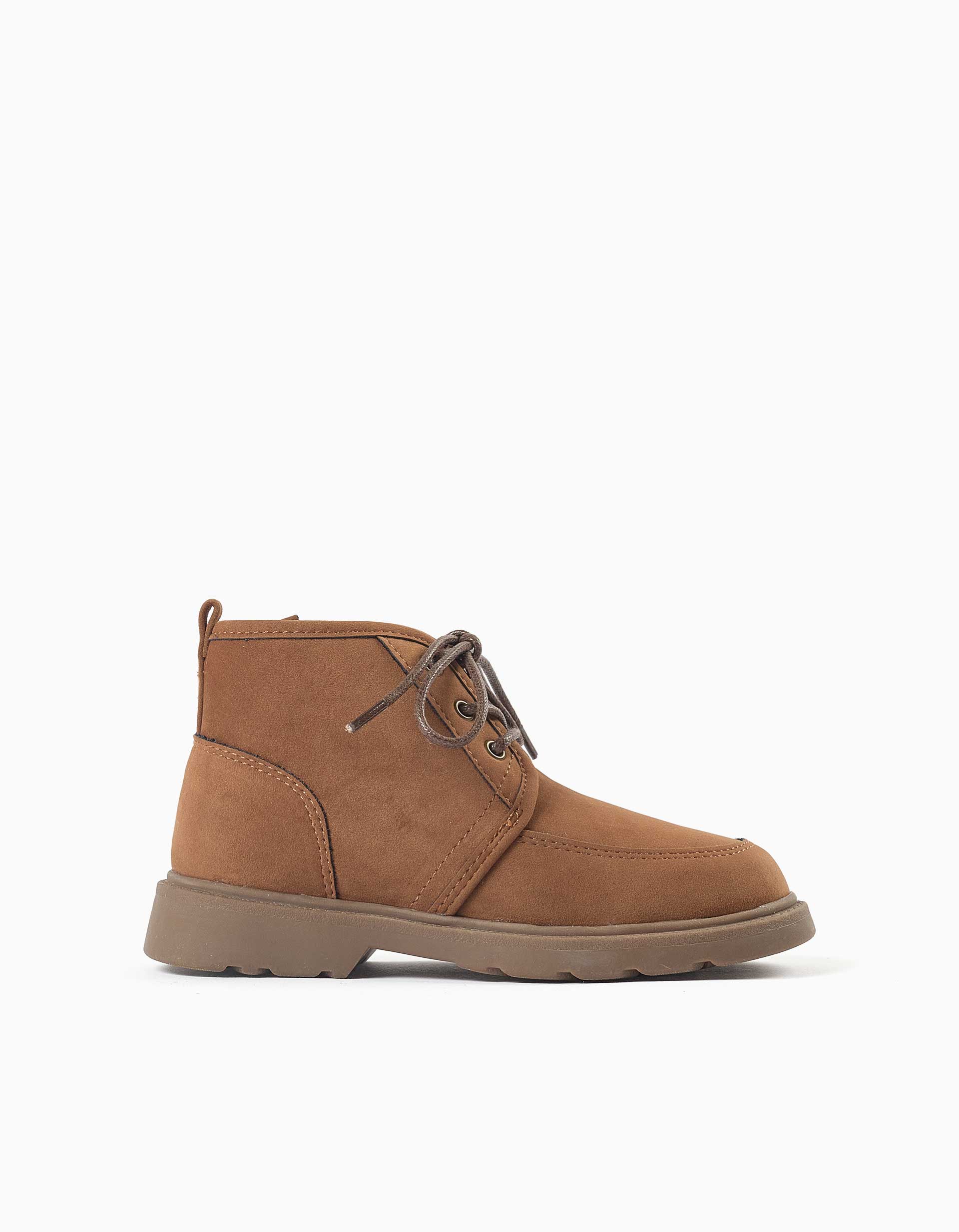 Bottes en suédine avec lacets pour garçon, marron