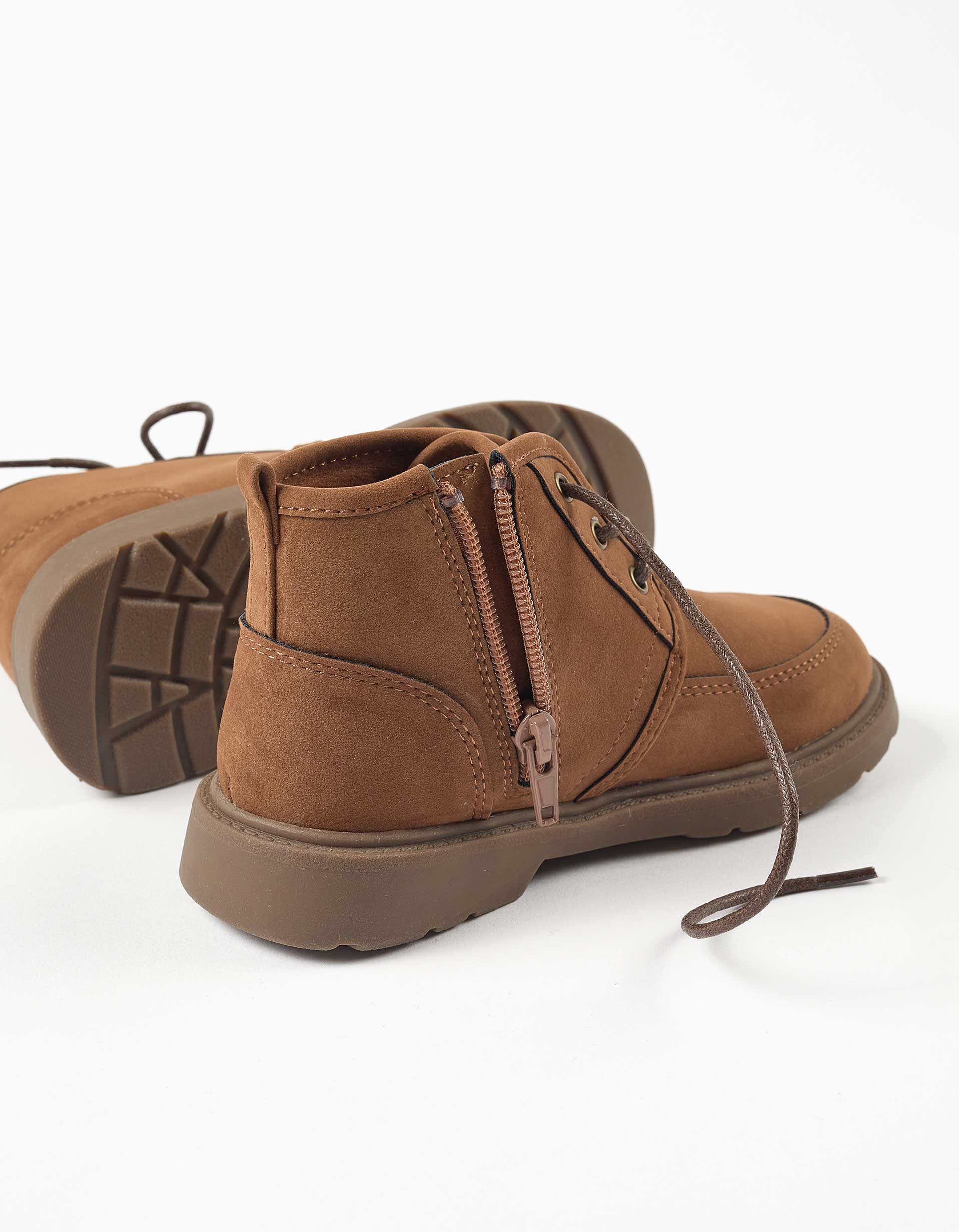 Suedette boots with laces for boys, brown – ZIPPY