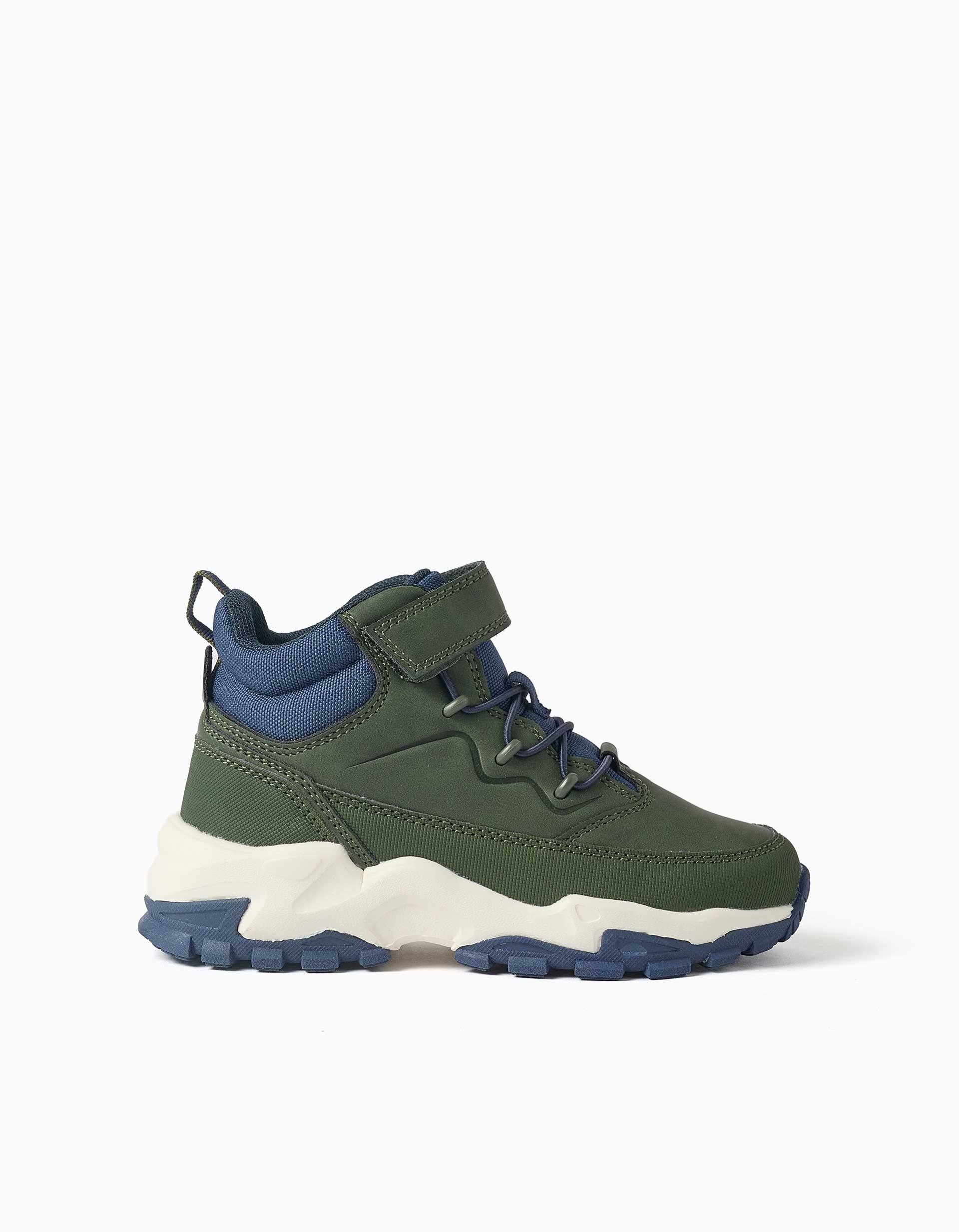 Botas de montaña con suela gruesa para niño, verde/azul/blanco