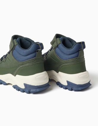Botas de montaña con suela gruesa para niño, verde/azul/blanco