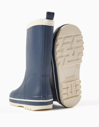 Bottes de pluie à semelle antidérapante pour enfant, bleu marine/blanc
