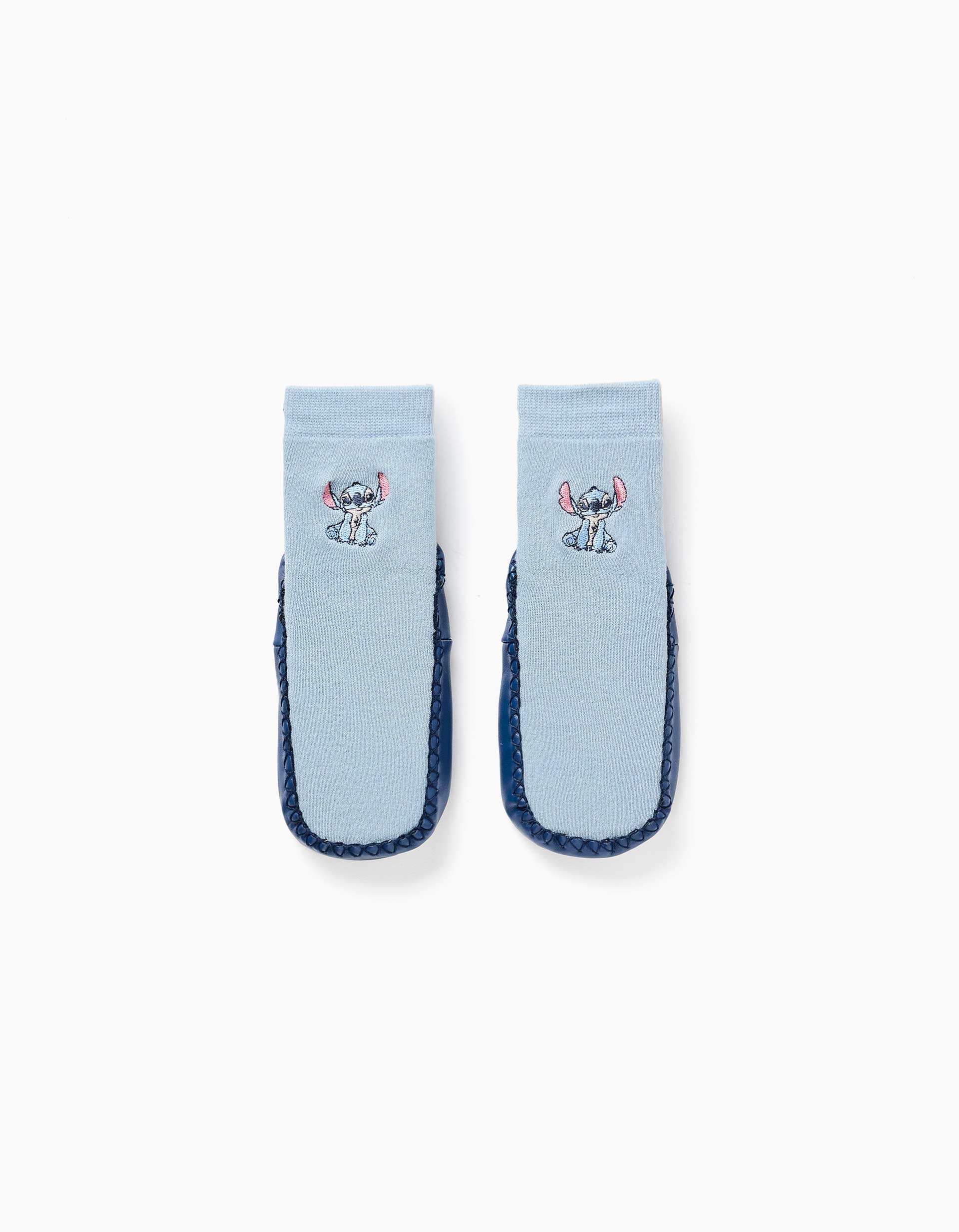 Meias-pantufas antiderrapantes Stitch para bebé e menina, azul