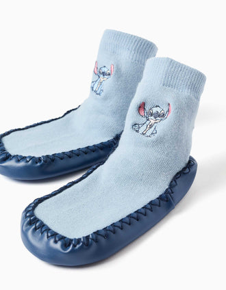 Meias-pantufas antiderrapantes Stitch para bebé e menina, azul