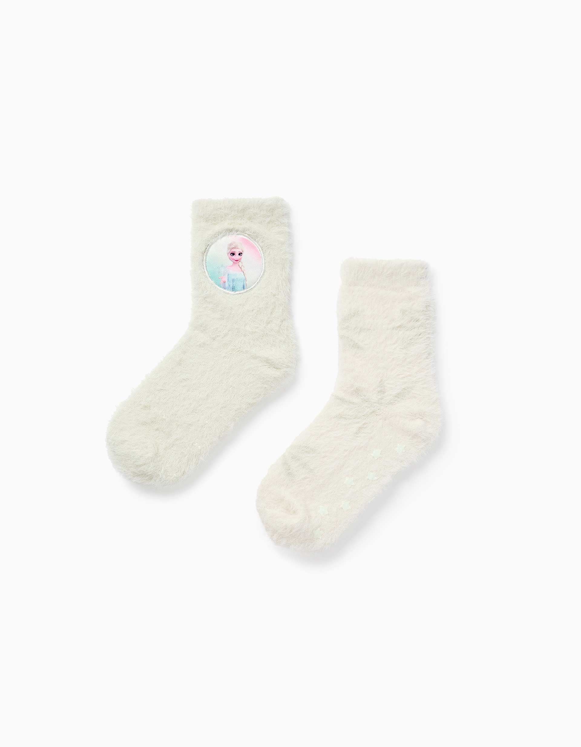 Pack de 2 meias antiderrapantes Elsa para menina, branco/verde-claro