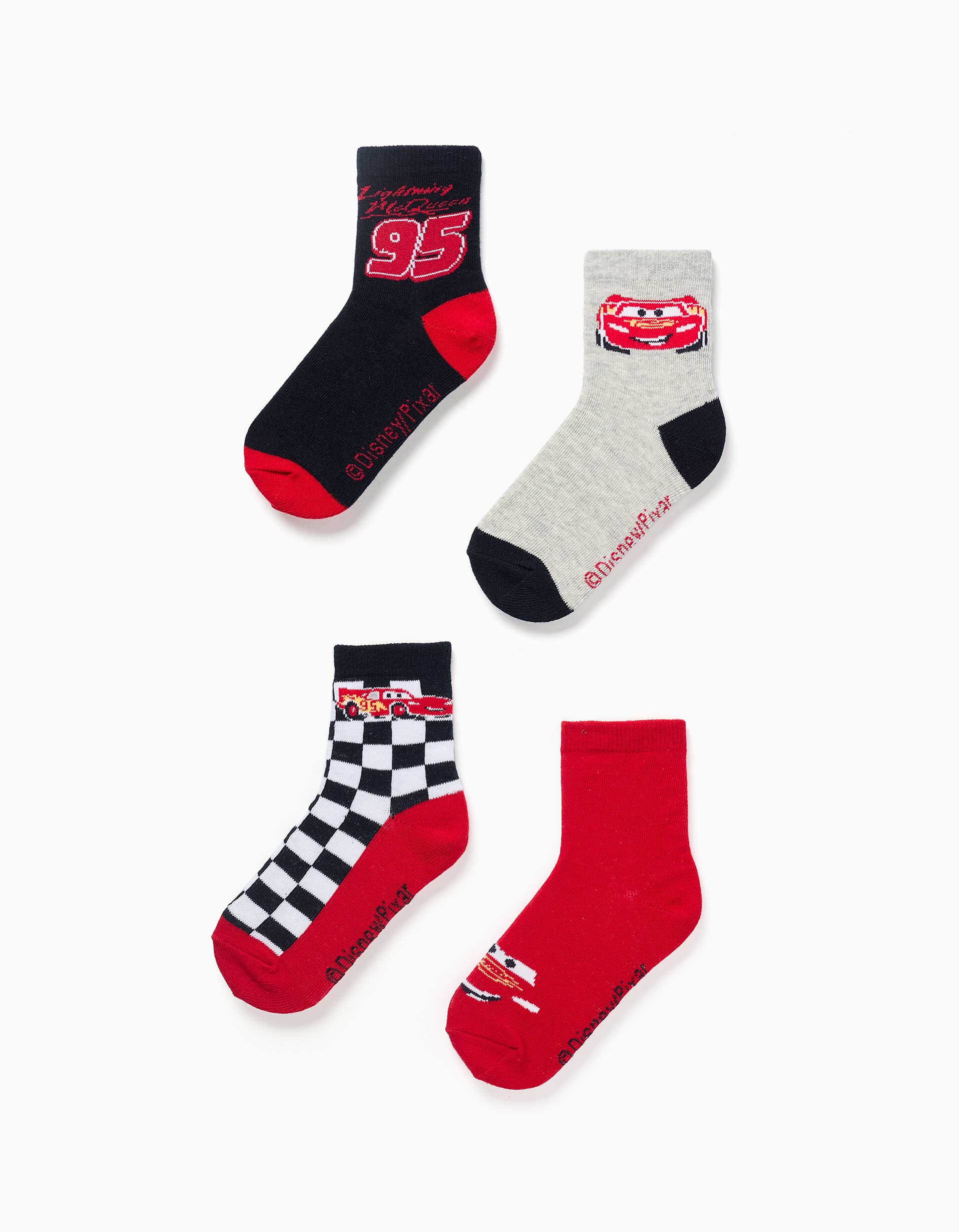 Pack de 4 pares de meias Faísca McQueen para menino, multicolor