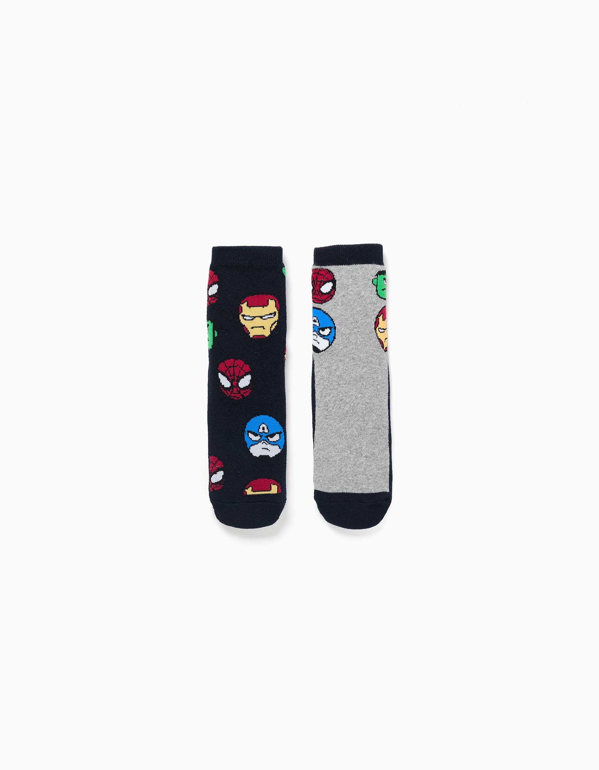 Pack de 2 meias antiderrapantes Marvel Heroes para menino, preto/cinza