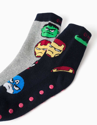 Pack de 2 meias antiderrapantes Marvel Heroes para menino, preto/cinza