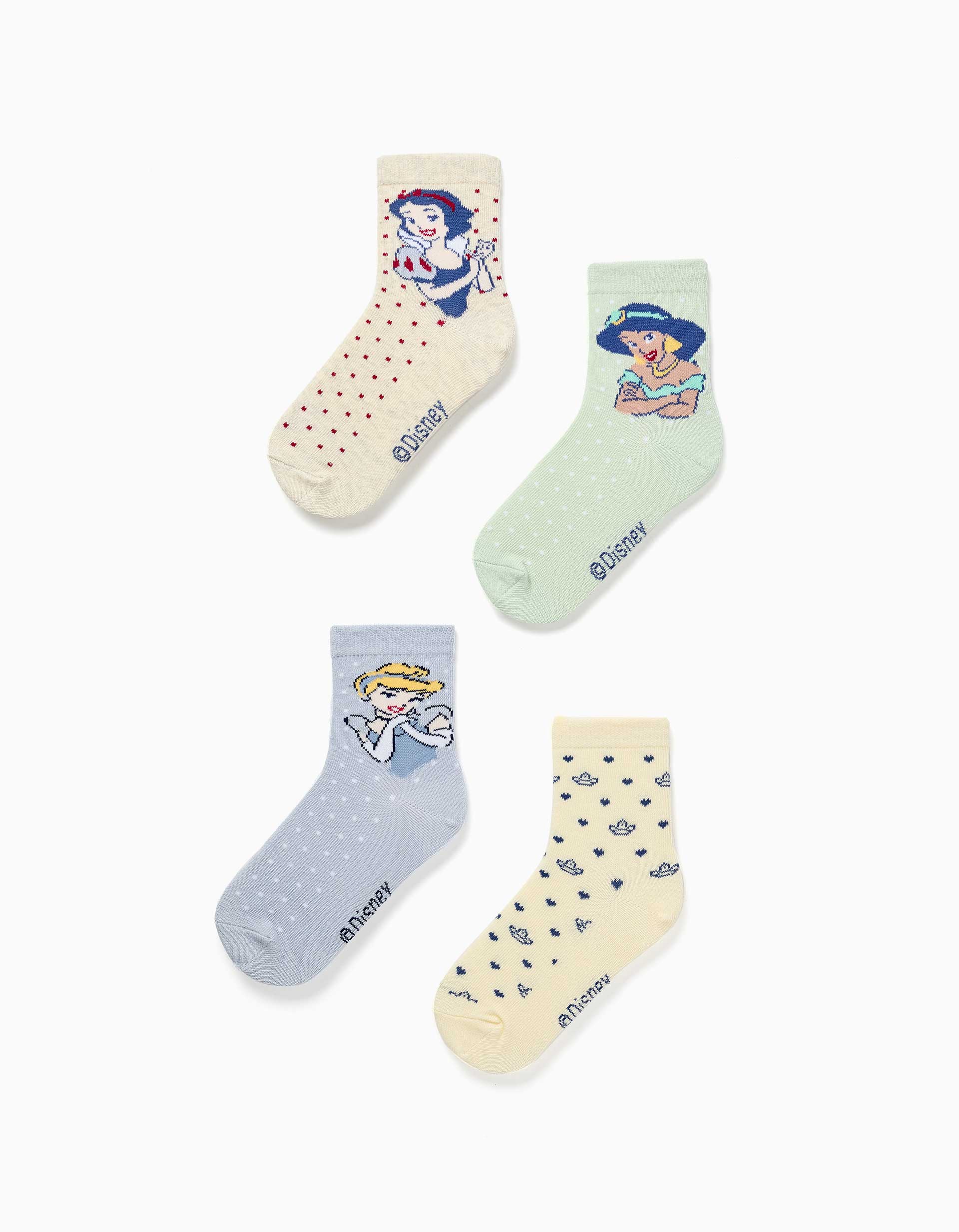 Pack de 4 pares de meias Princesas Disney para menina, multicolor