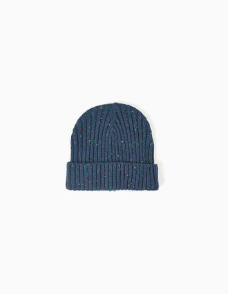 Ribbed knit beanie with colourful dots for boys, dark blue
