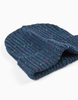 Ribbed knit beanie with colourful dots for boys, dark blue